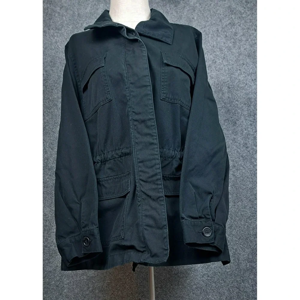 Relativity Women's Cotton‎ Blend Trench Coat Jacket Black Size 2X Button